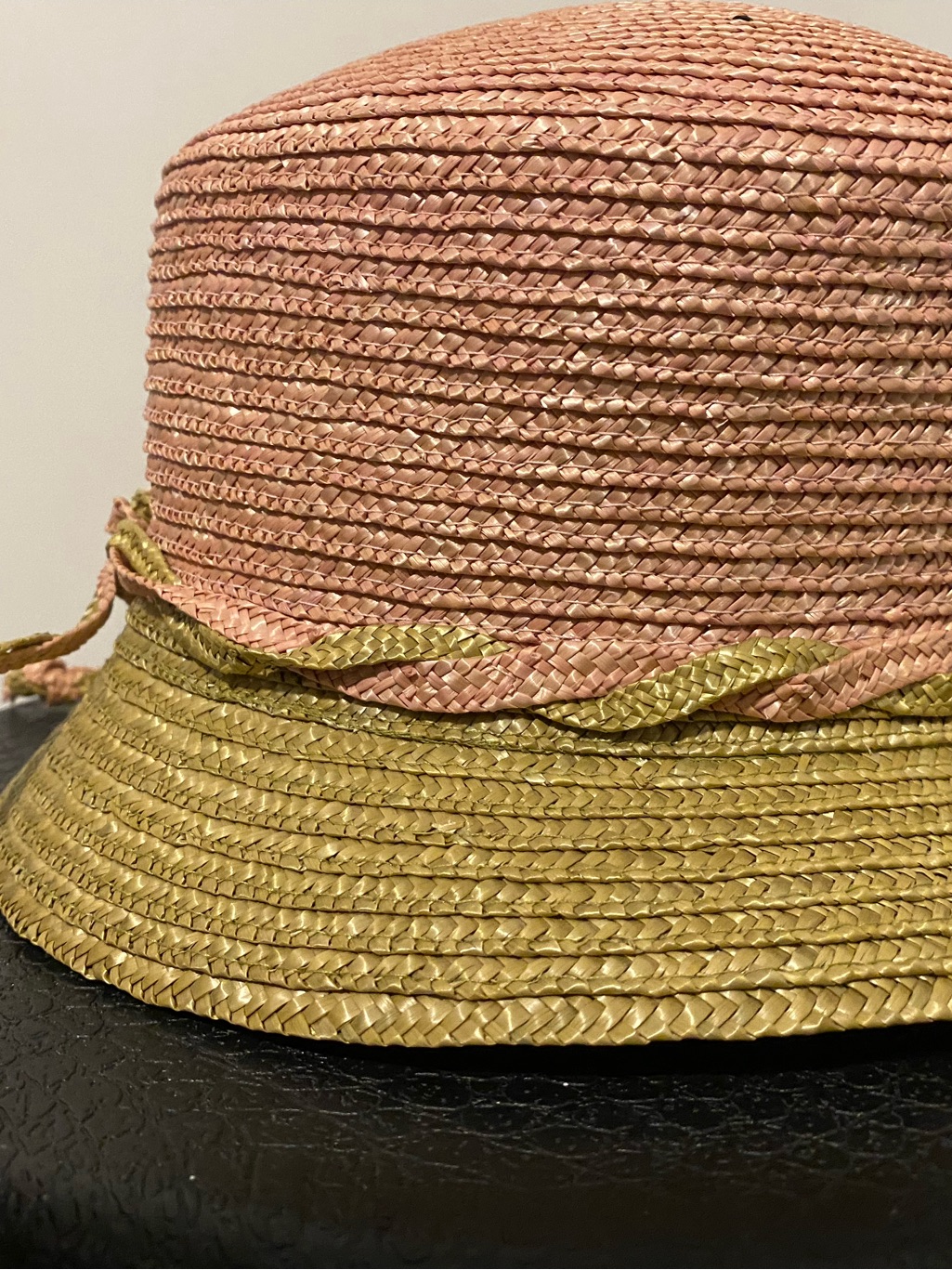 Women’s Two-Tone Straw Sun Hat - Pink And Olive